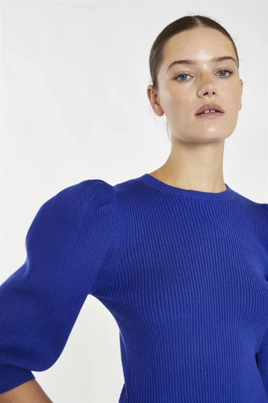 Royal-Blue Puff Sleeve Jumper sold by Glamorous