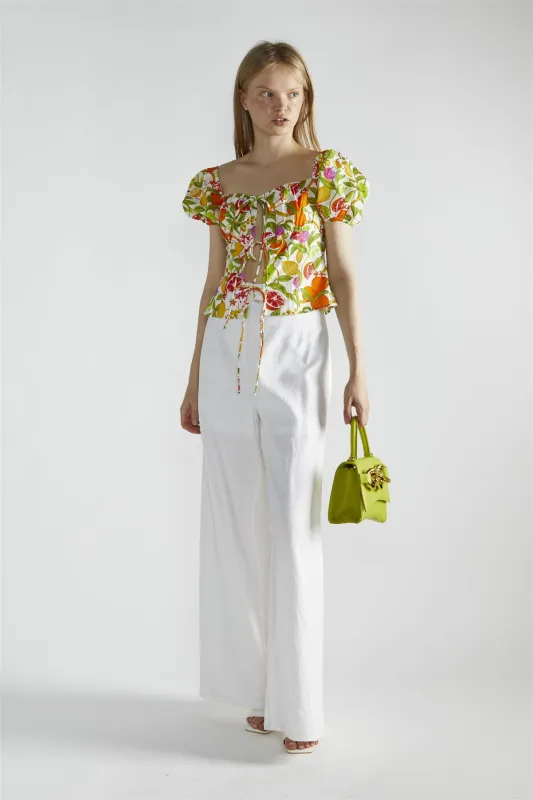 Multi-Fruit Front-Tie Short Sleeve-Top sold by Glamorous