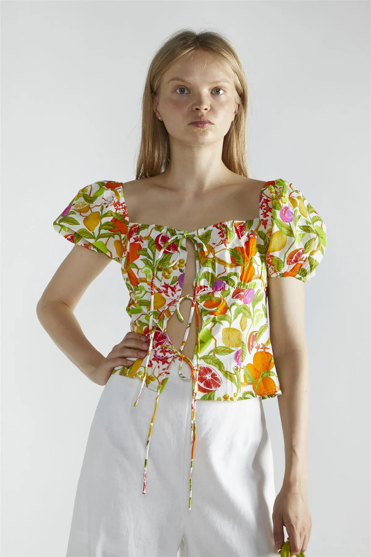 Multi-Fruit Front-Tie Short Sleeve-Top sold by Glamorous product image thumbnail 3