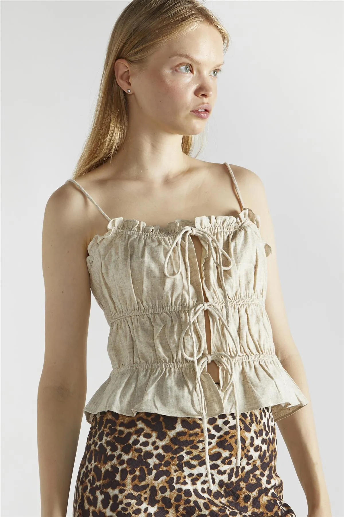 Natural Tie-Front Tops sold by Glamorous product image thumbnail 4