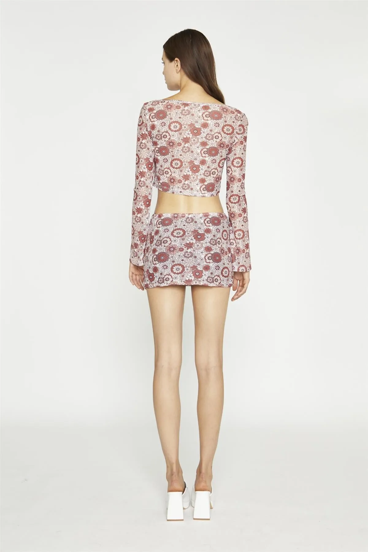 Nude Brown Vintage Floral Split Mini-Skirt sold by Glamorous product image thumbnail 2