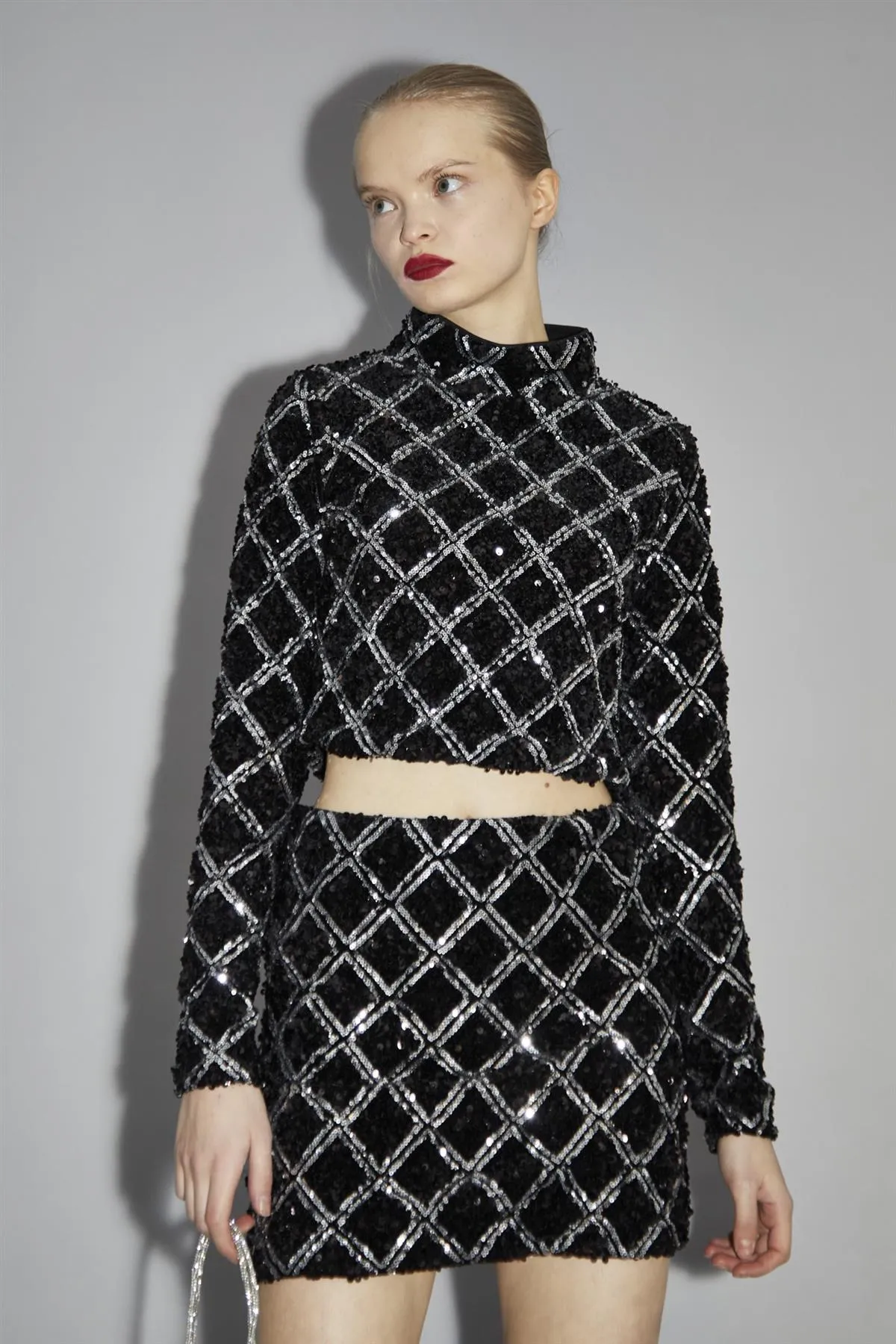 Black Diamond-Sequin High Neck Top sold by Glamorous product image thumbnail 4