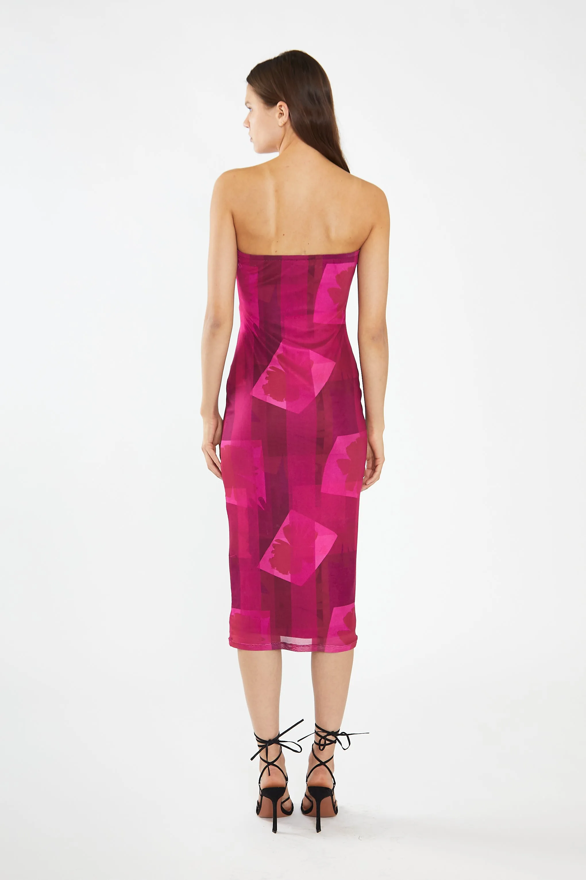Pink-Block Mesh Bandeau Bodycon Midaxi-Dress sold by Glamorous product image thumbnail 3