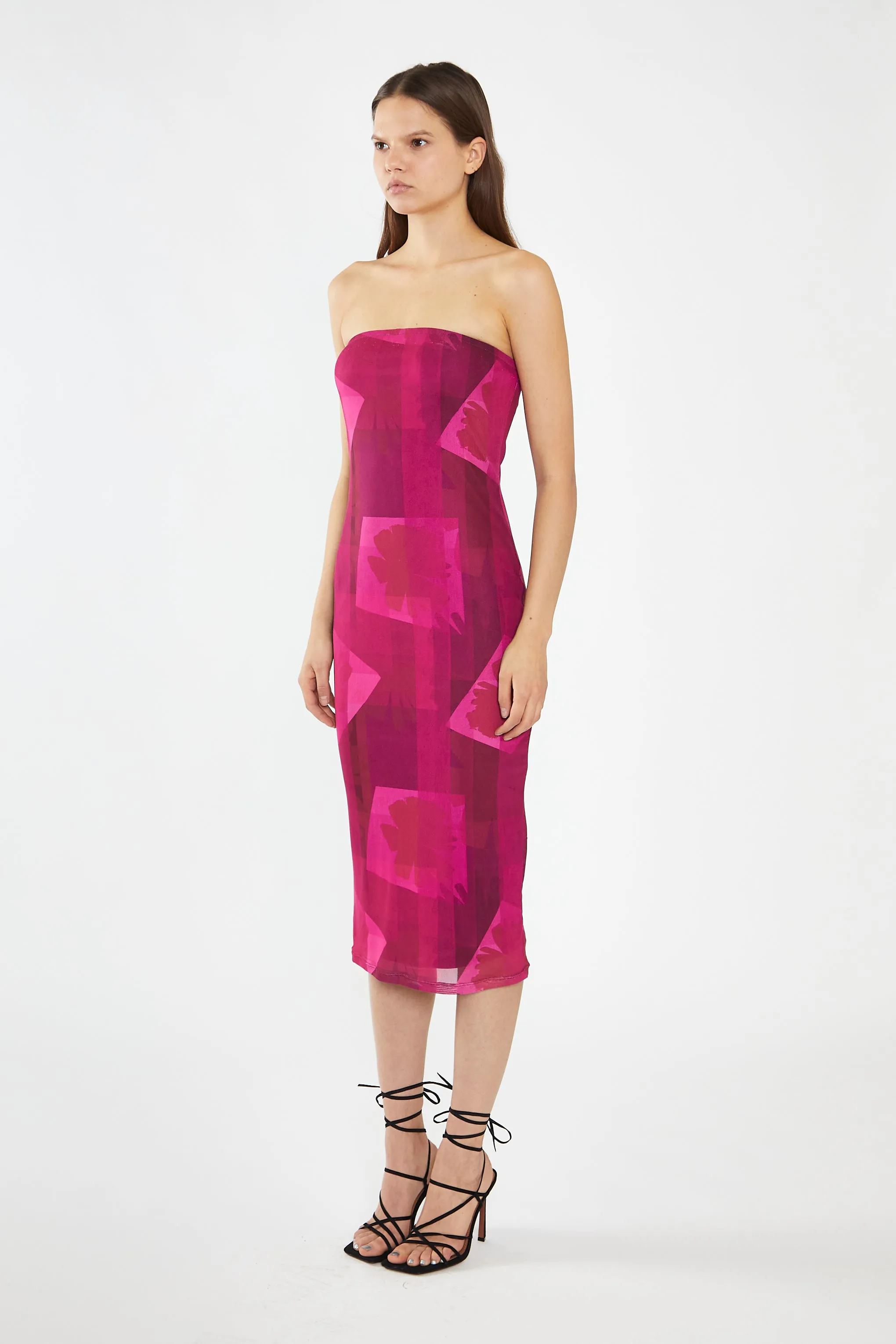 Pink-Block Mesh Bandeau Bodycon Midaxi-Dress sold by Glamorous product image thumbnail 4