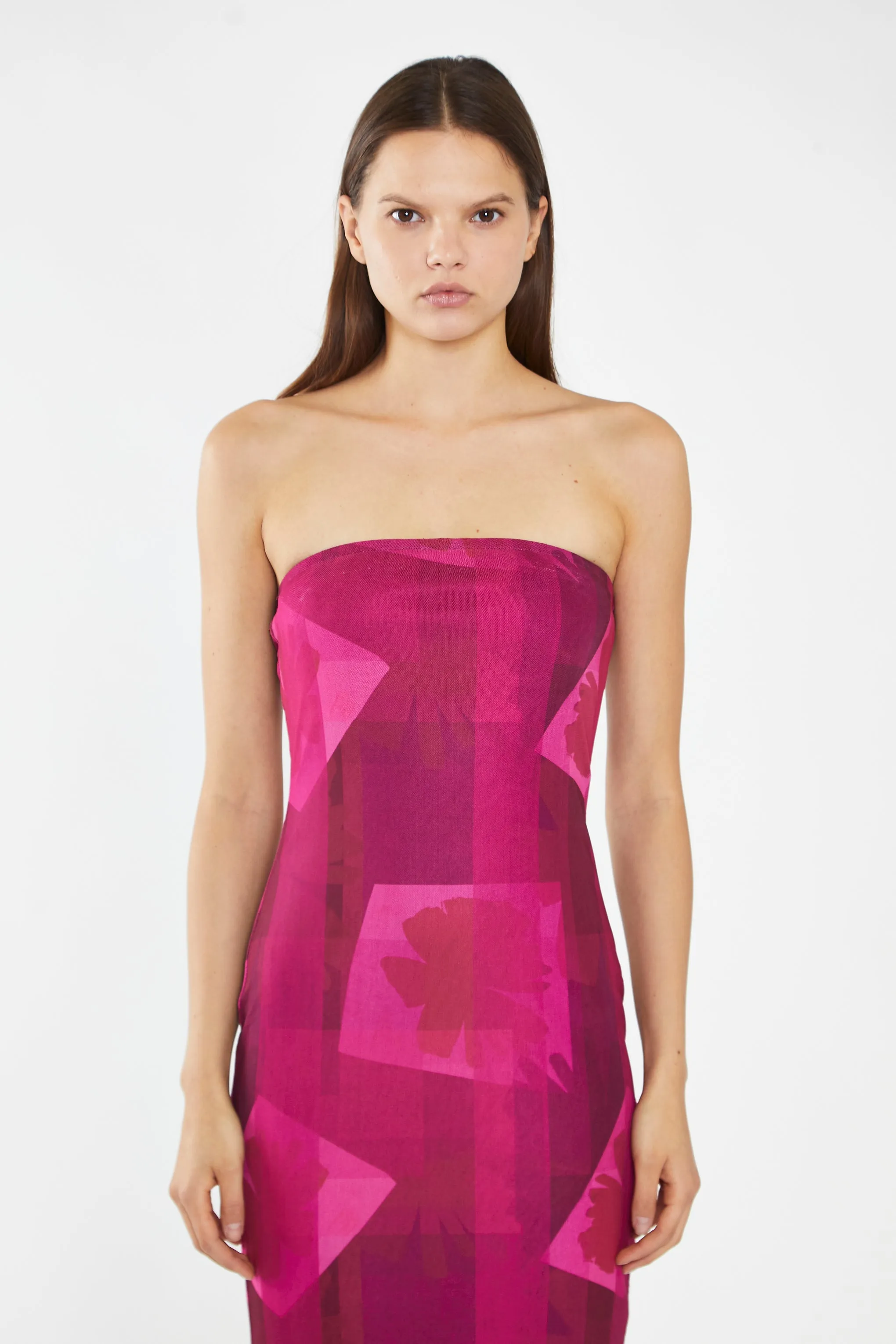 Pink-Block Mesh Bandeau Bodycon Midaxi-Dress sold by Glamorous product image thumbnail 2