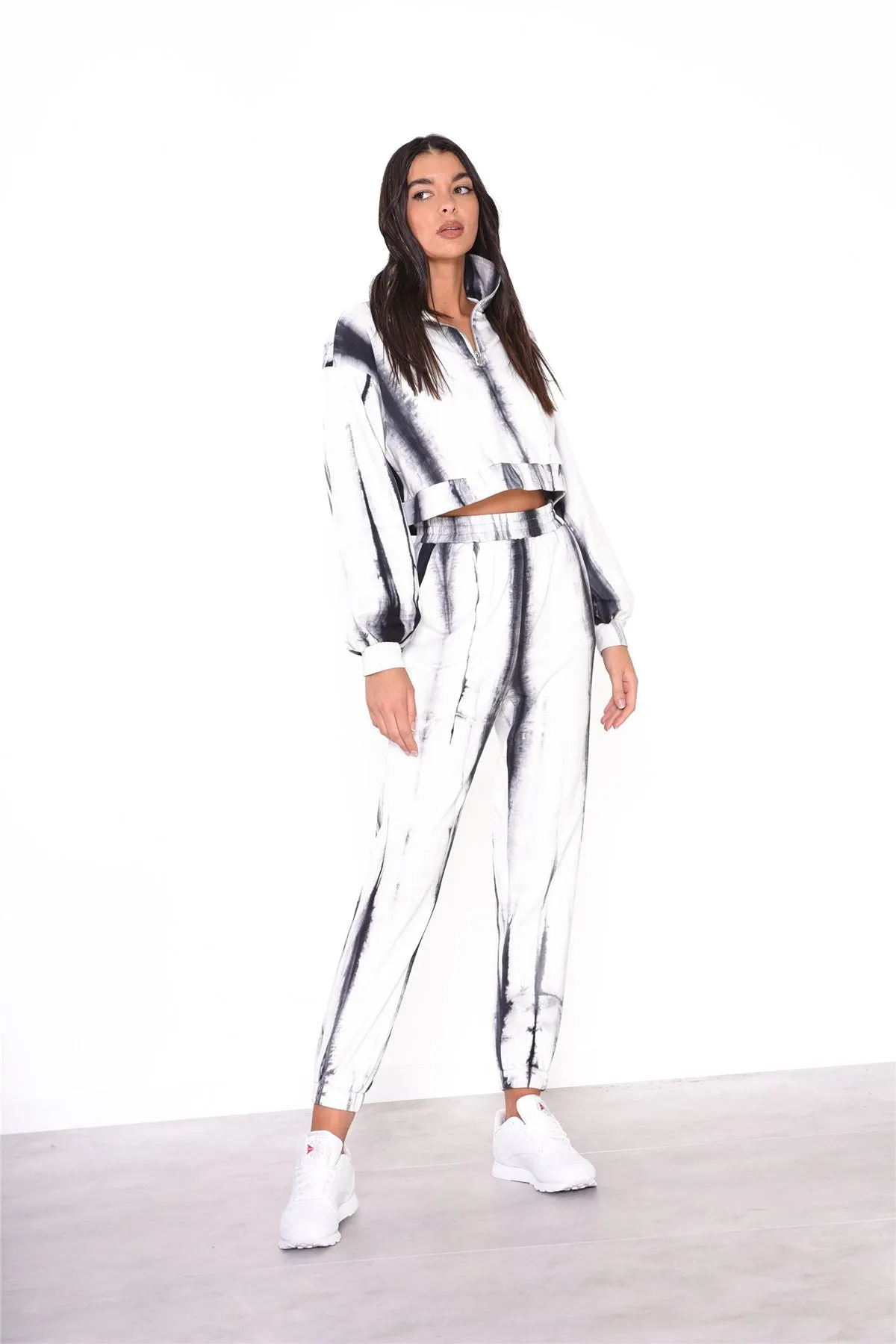 Grey Tie Dye Cropped Zip Loungewear Jumper sold by Glamorous product image thumbnail 2