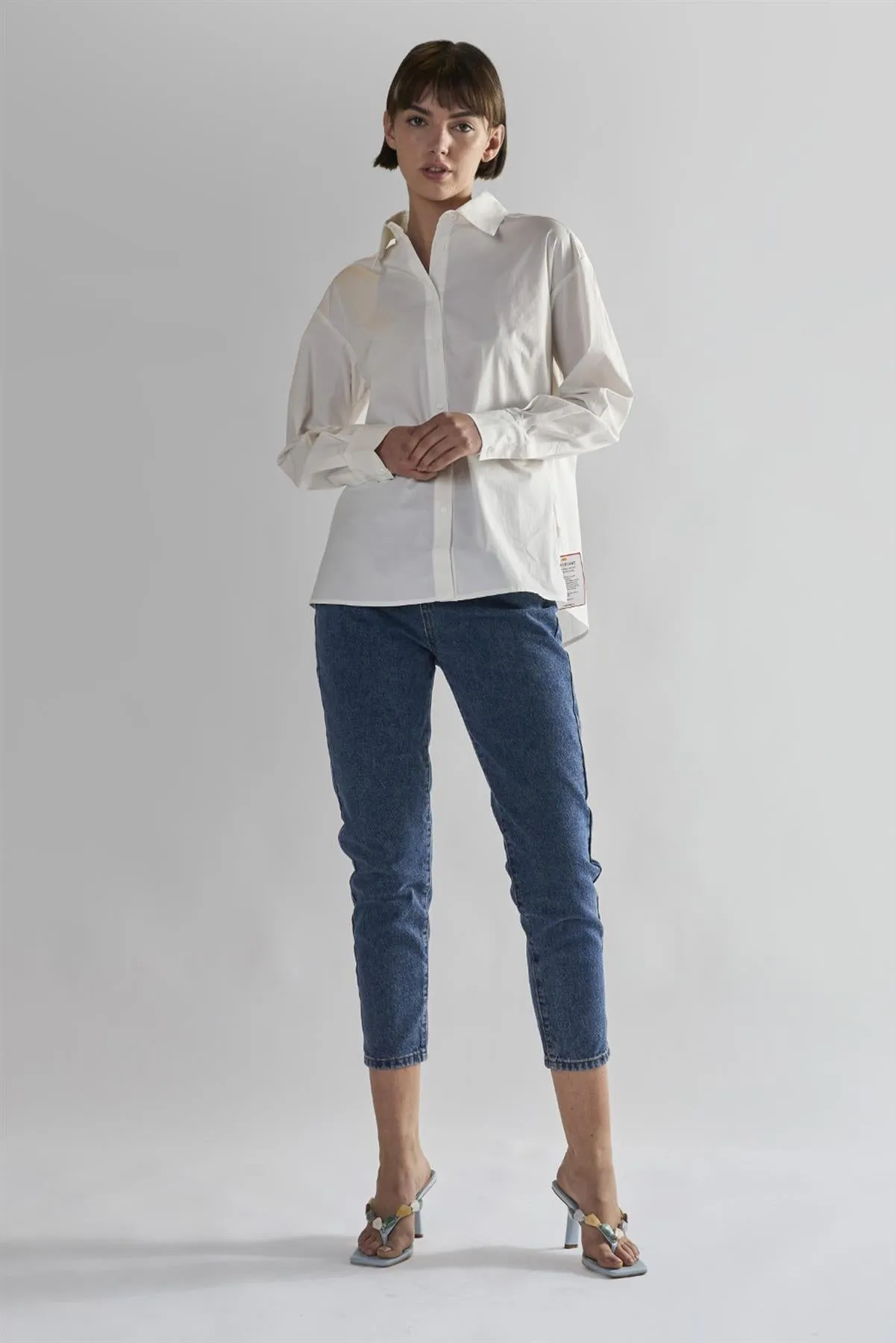 Off-White Button-Up Tops sold by Glamorous