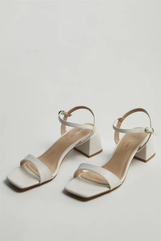 White Low Block-Heel Sandals made by Glamorous