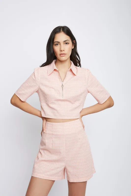 Glamorous Peach Grid Shorts made by Glamorous