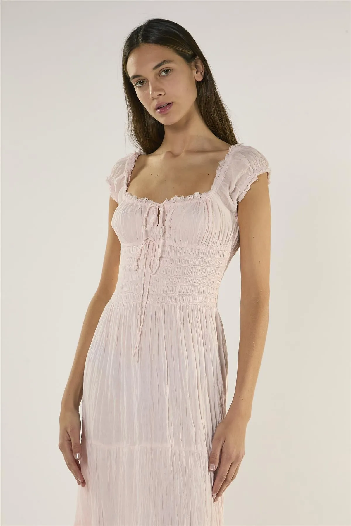 Light Pink Tiered Maxi Dress sold by Glamorous