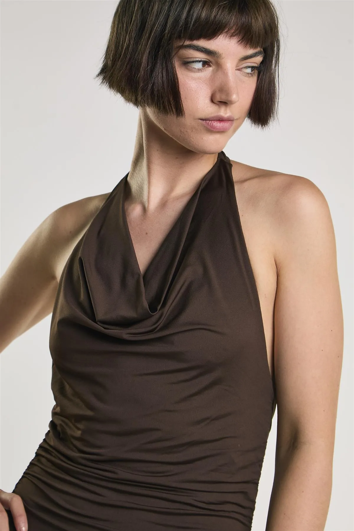 Chocolate Cowl Neck Maxi Dress sold by Glamorous product image thumbnail 5