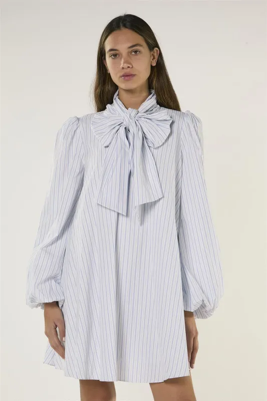 White Blue Stripe Bow Mini Dress made by Glamorous