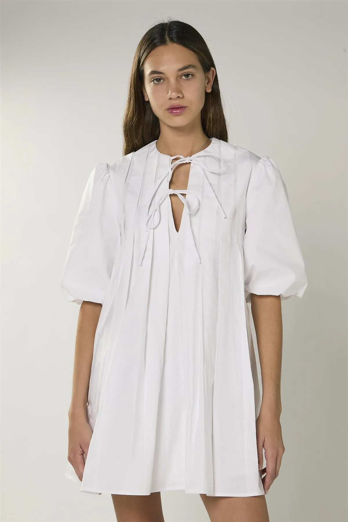 White Pleated Smock Dress sold by Glamorous
