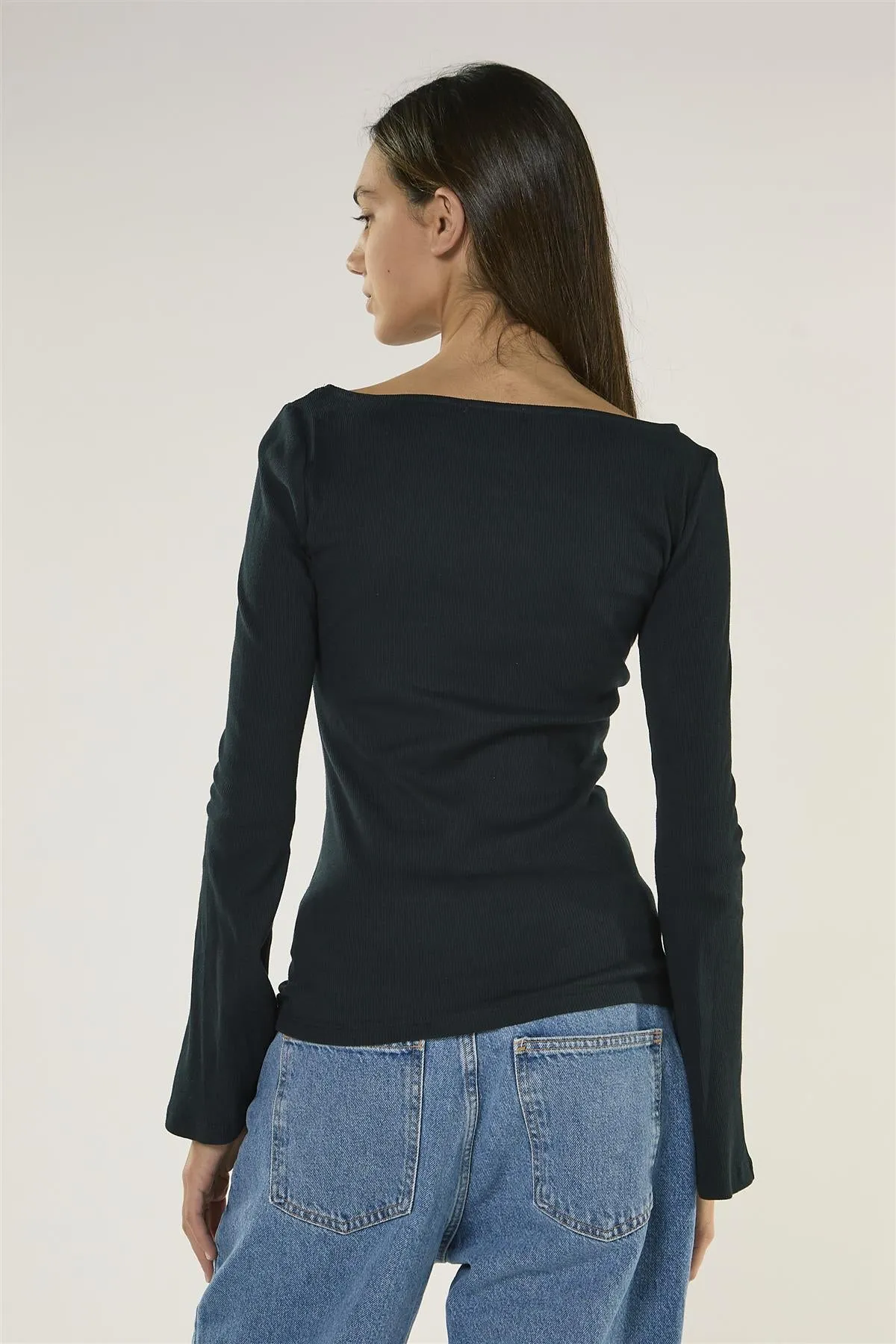 Dark Navy Boat Neck Long Sleeve Top sold by Glamorous product image thumbnail 4