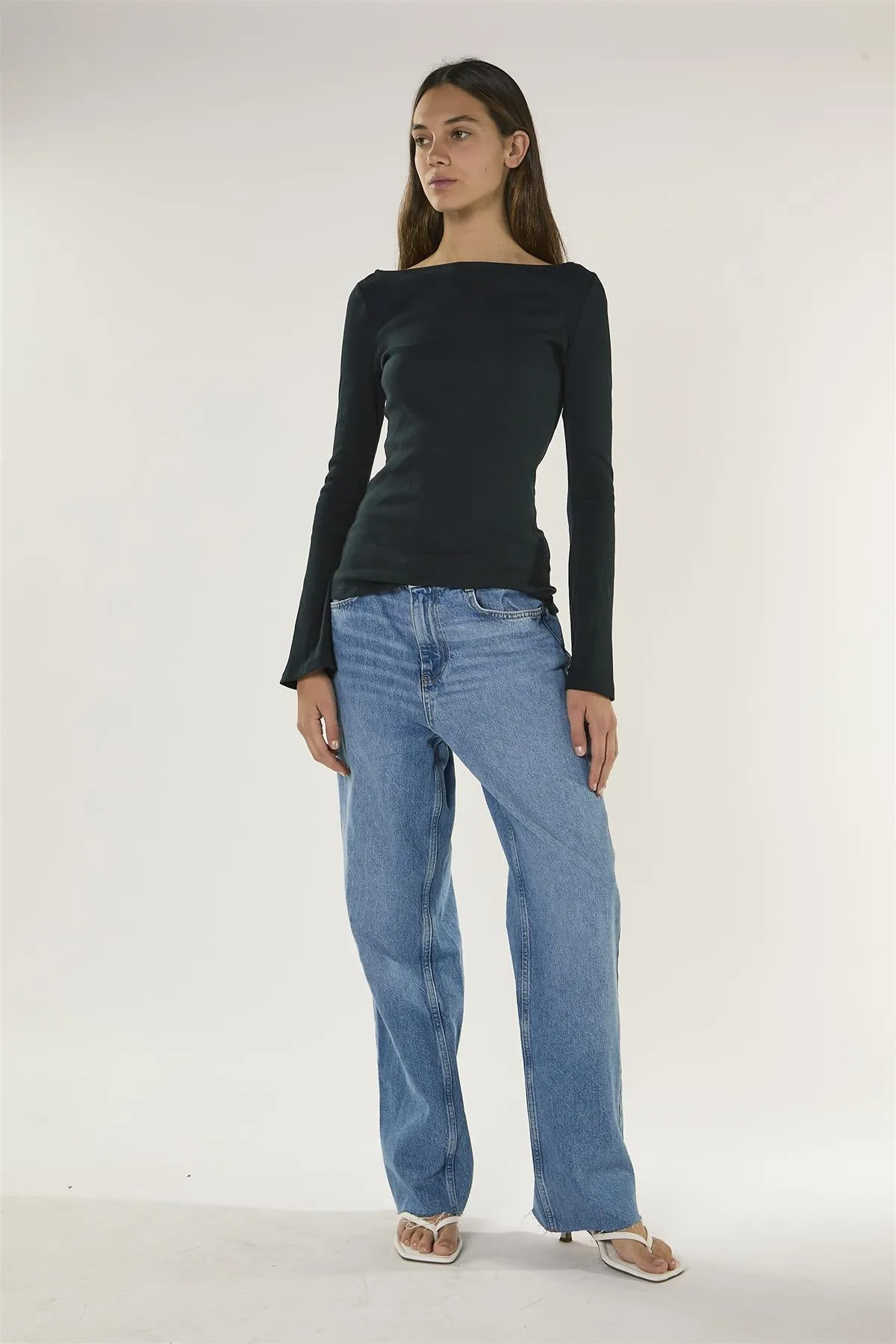 Dark Navy Boat Neck Long Sleeve Top sold by Glamorous product image thumbnail 2