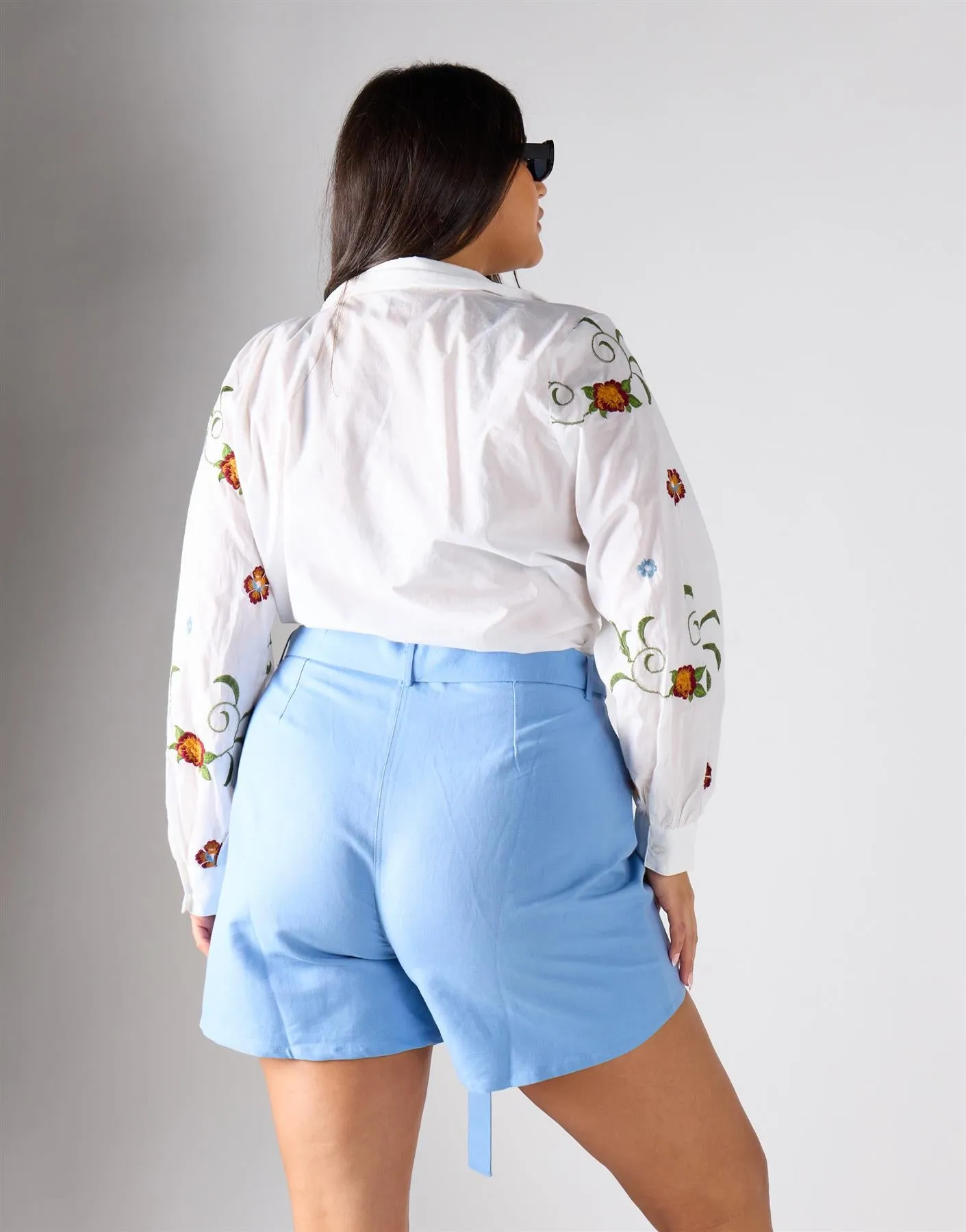 Glamorous Curve Blue Belted Shorts sold by Glamorous product image thumbnail 4
