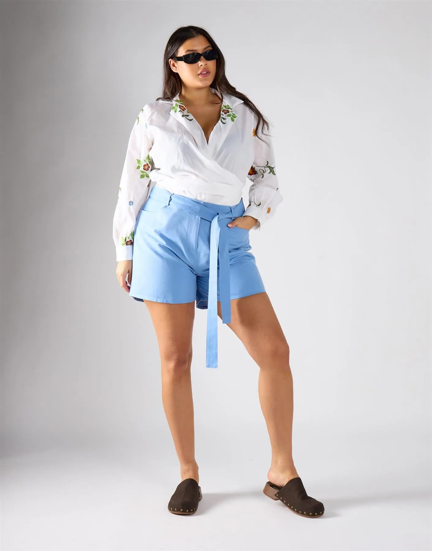 Glamorous Curve Blue Belted Shorts sold by Glamorous product image thumbnail 2