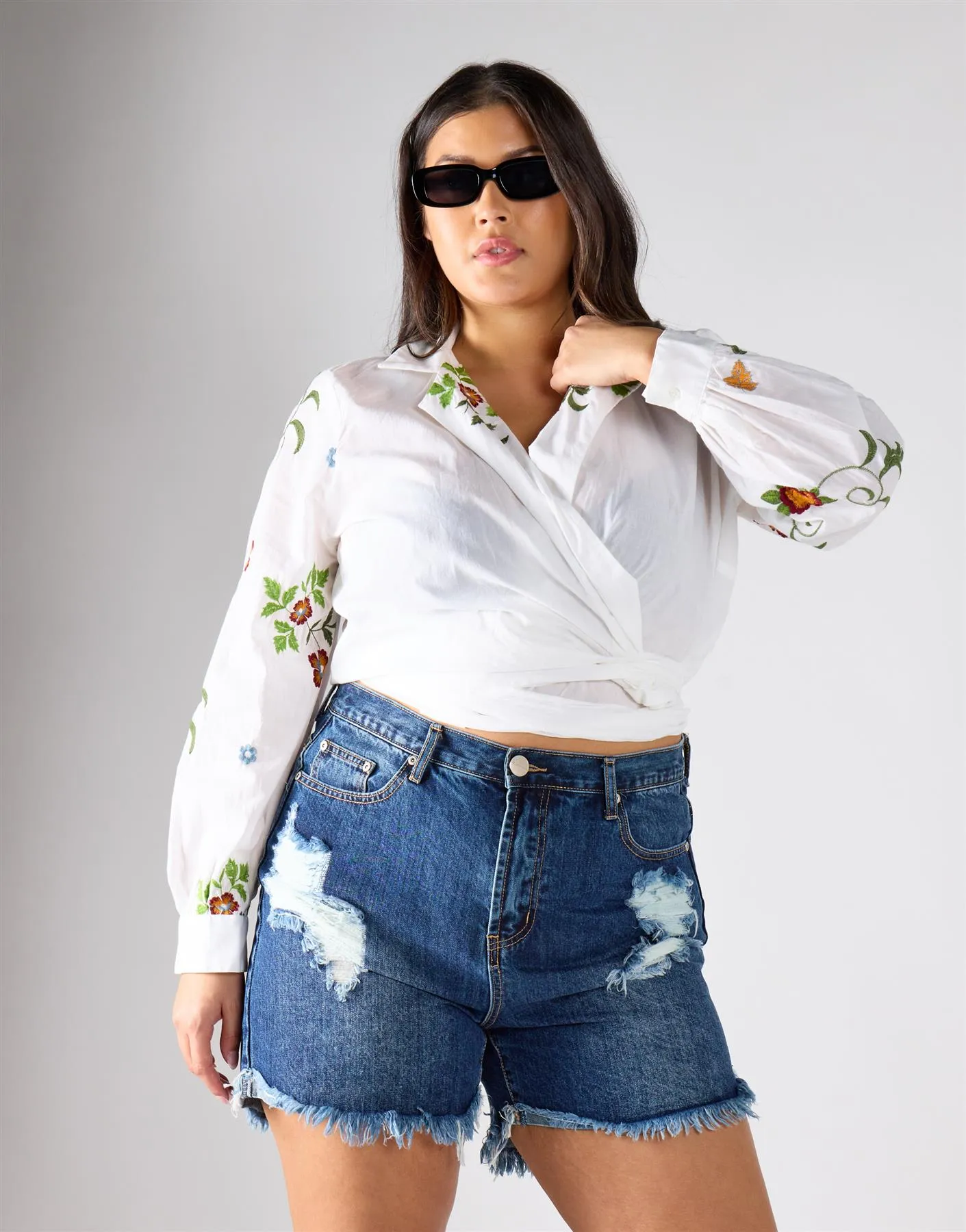 Glamorous Curve White Floral Blouse sold by Glamorous