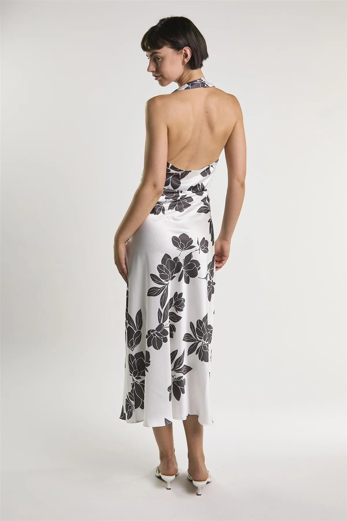 White Brown Floral Halter Neck Midaxi Dress sold by Glamorous product image thumbnail 4