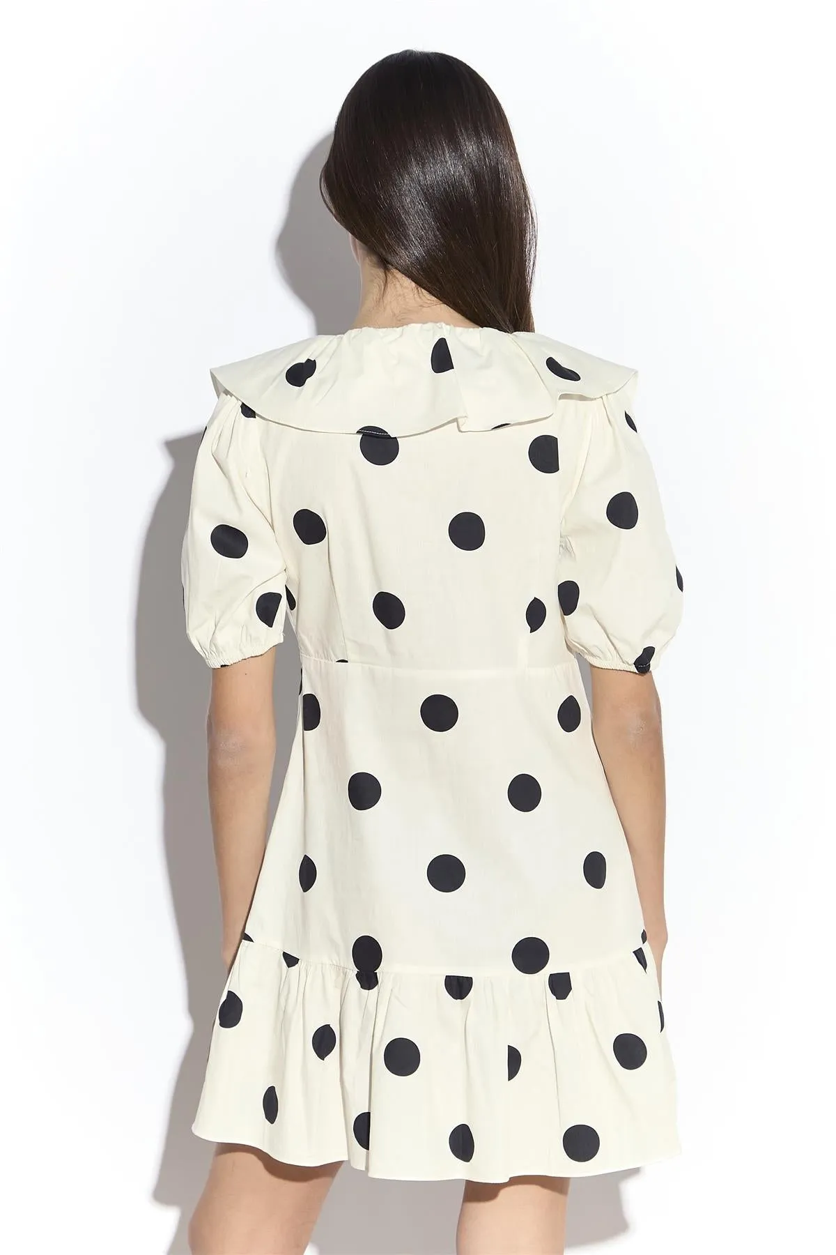 Cream Spot Ruffle Mini Dress with Puff Sleeve sold by Glamorous product image thumbnail 4