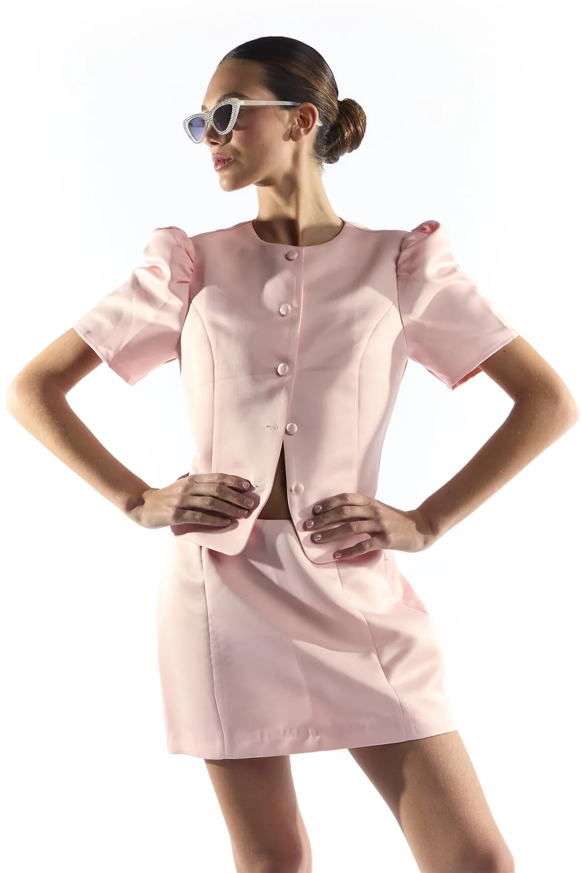 Light Pink Button Through Structured Blouse sold by Glamorous product image thumbnail 2