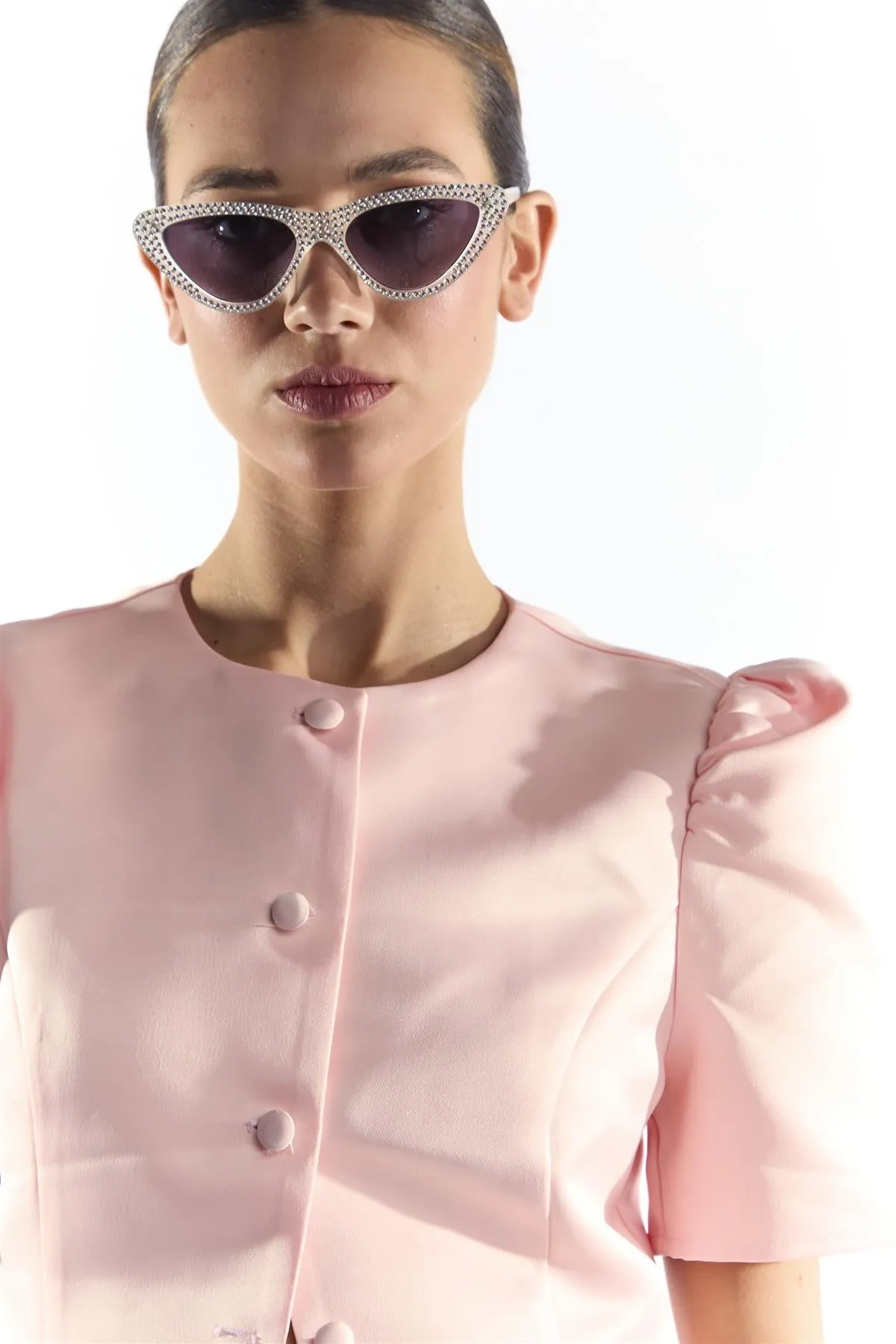 Light Pink Button Through Structured Blouse sold by Glamorous product image thumbnail 3