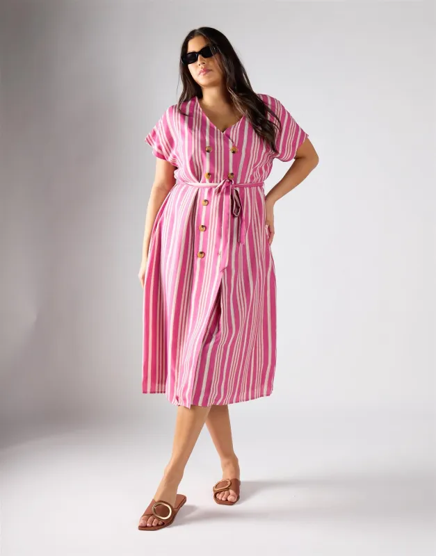 Glamorous Pink Varied Stripe Midi Dress sold by Glamorous