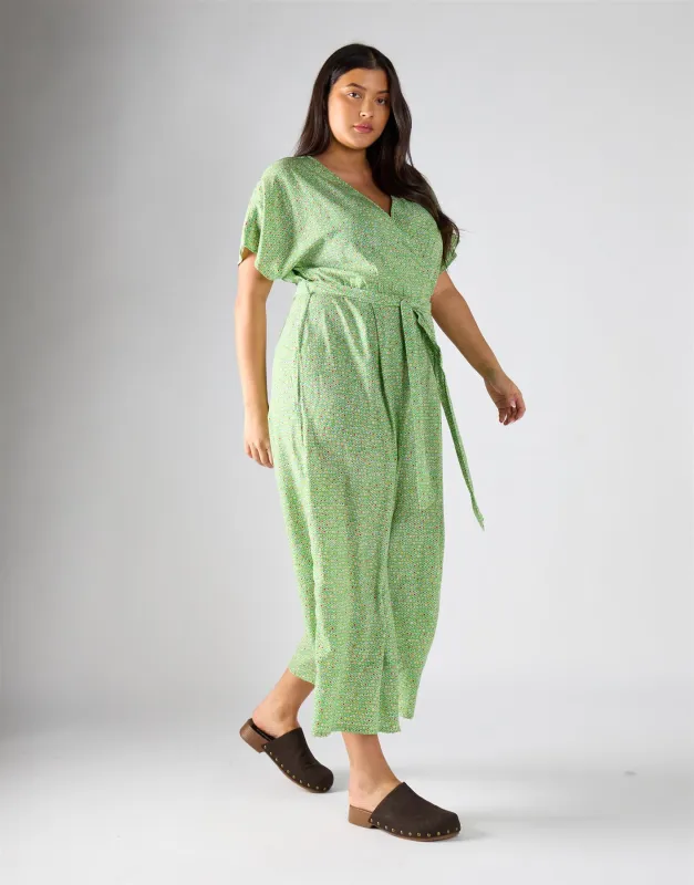 Glamorous Curve Green Multi Dot Jumpsuit made by Glamorous