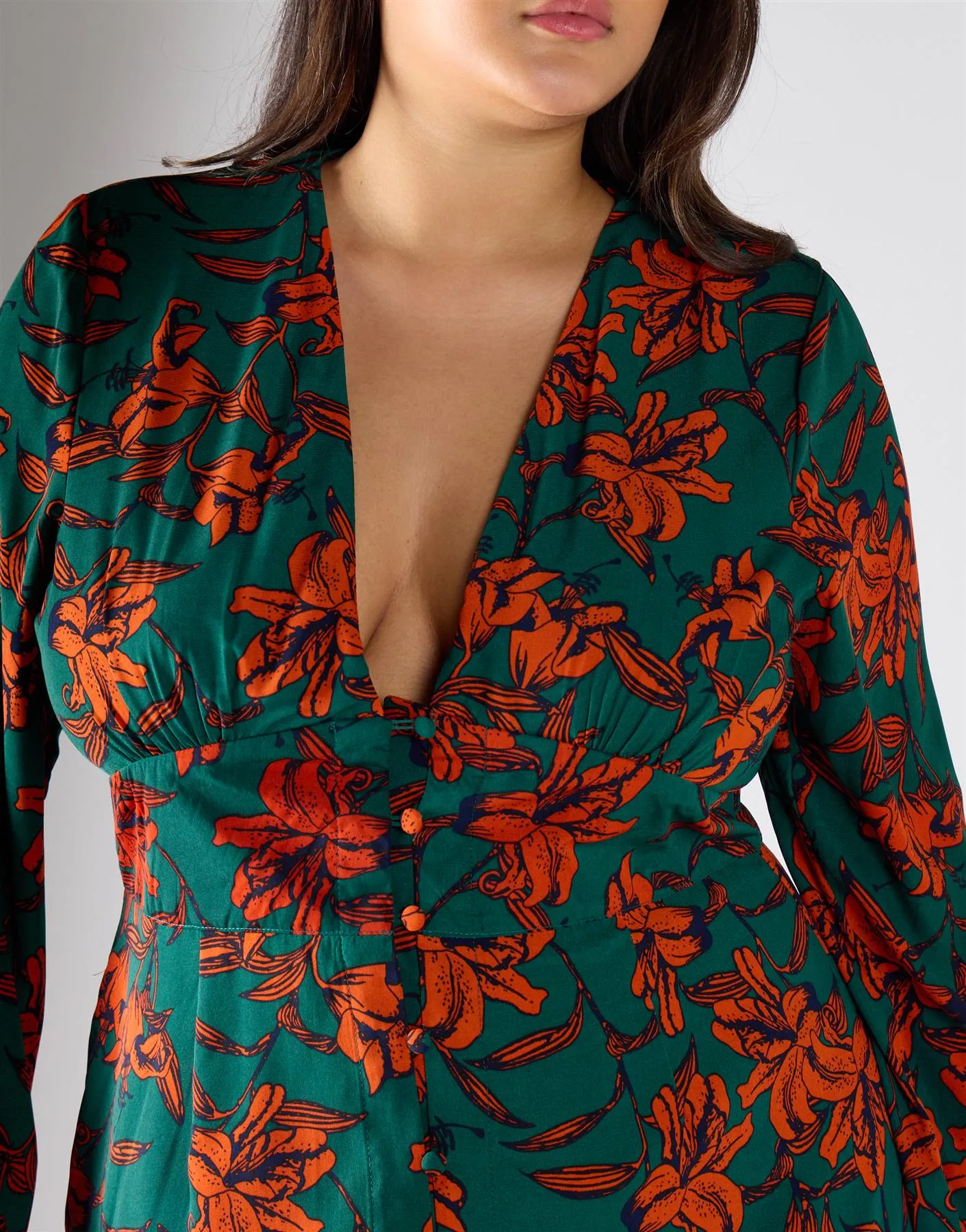 Glamorous Curve Green Rust Floral Multi Channel Maxi Dress sold by Glamorous product image thumbnail 4