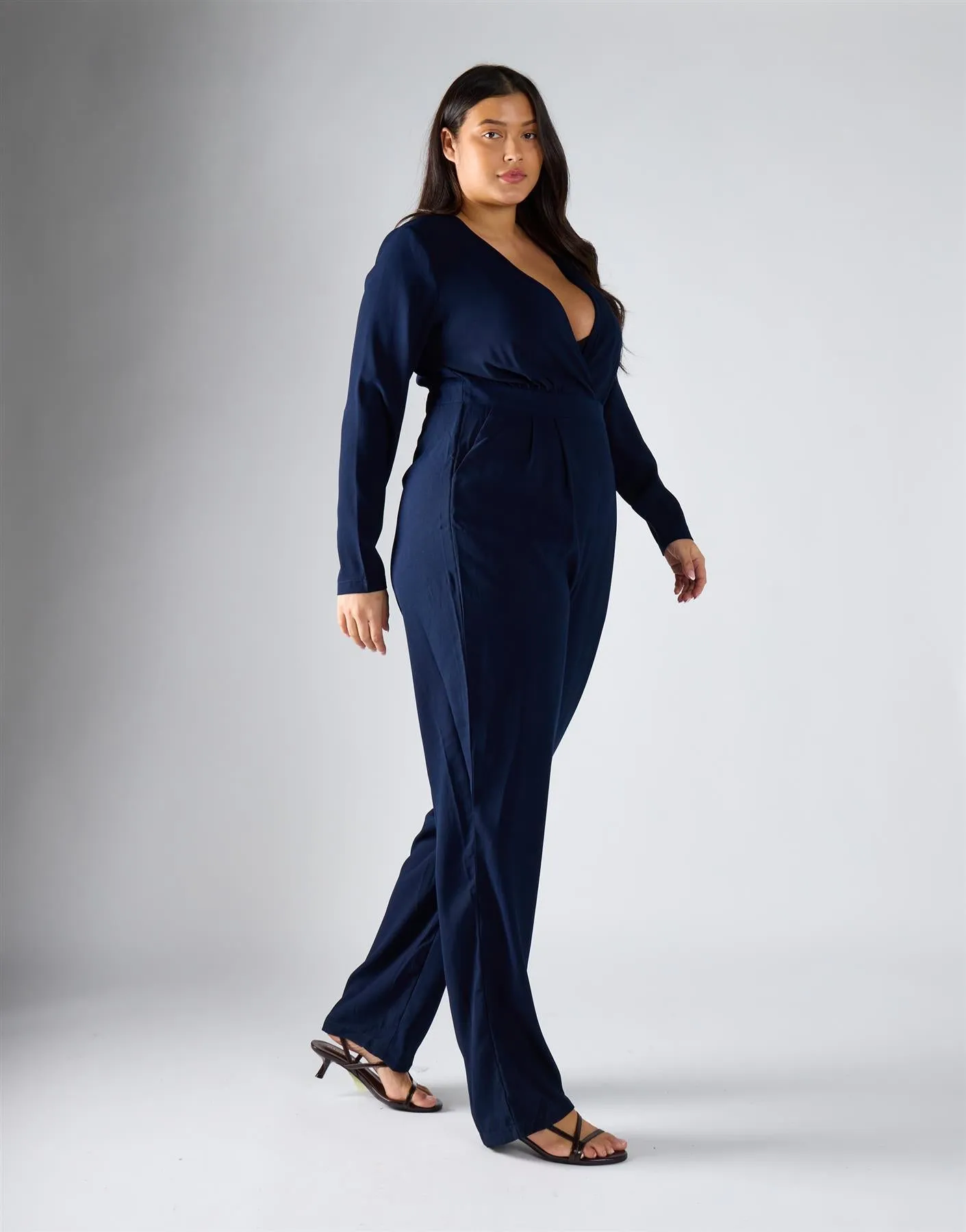 Glamorous Curve Navy Jumpsuit sold by Glamorous