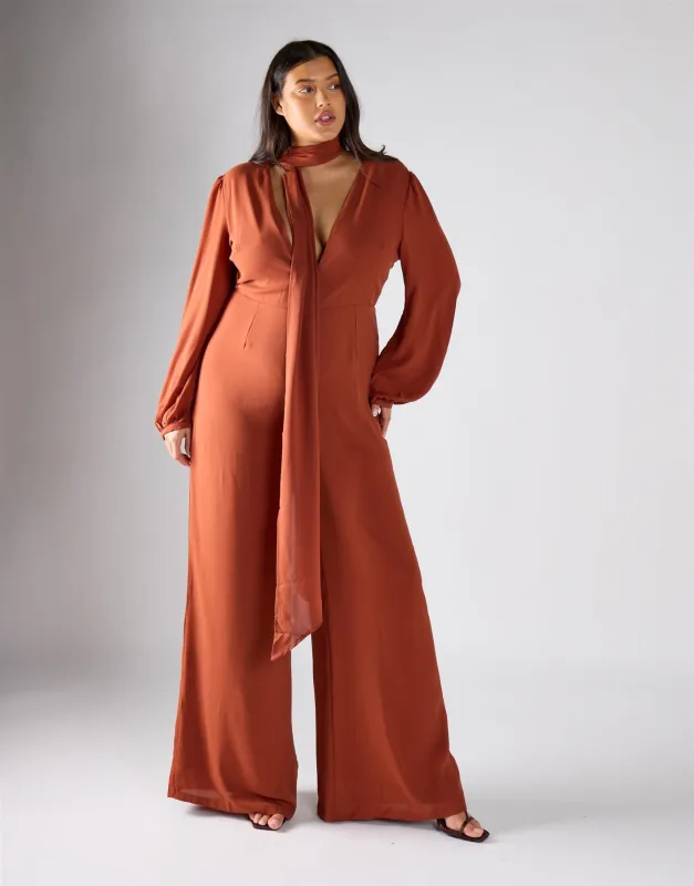 Glamorous Curve Rust Jumpsuit made by Glamorous