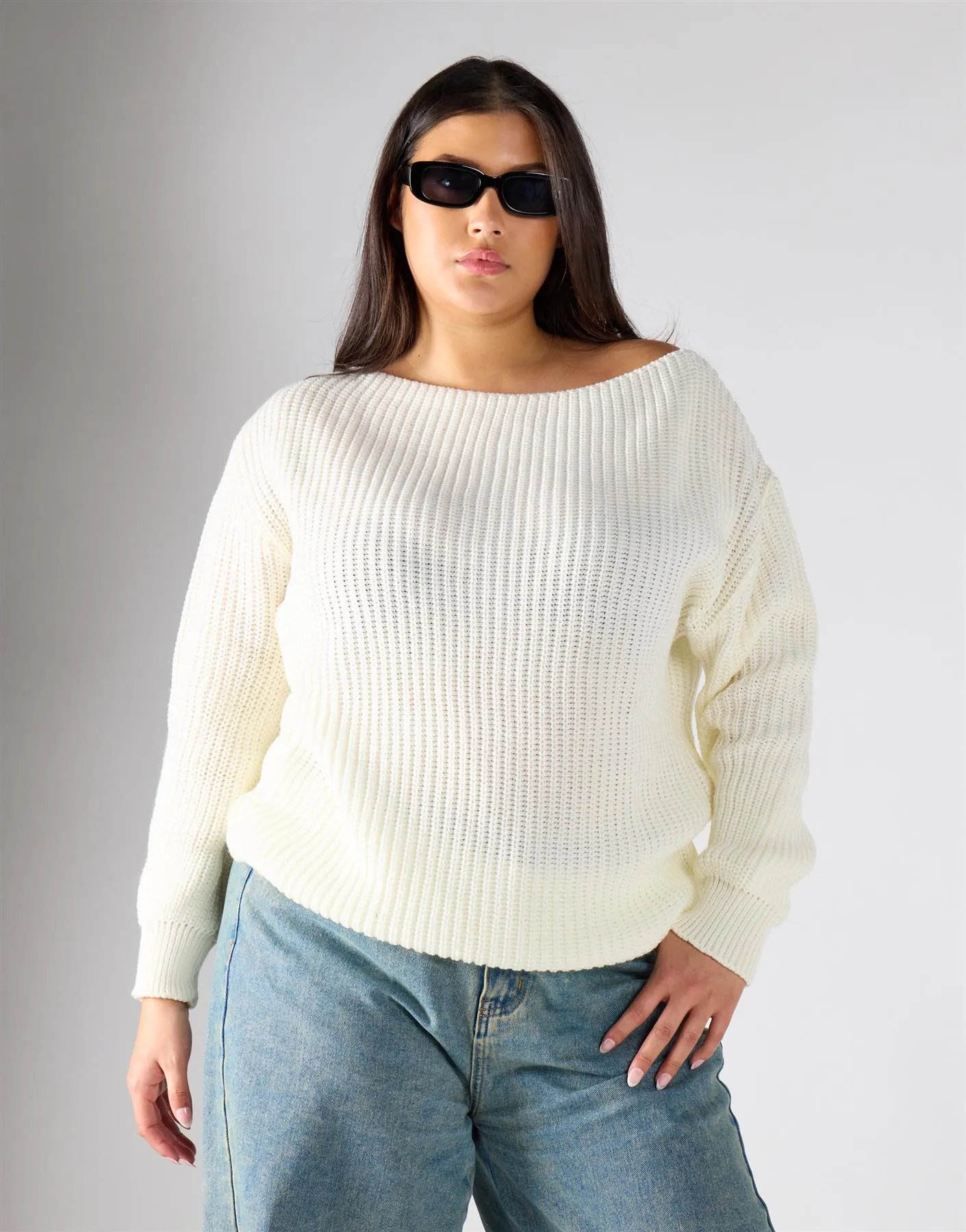 Glamorous Curve Cream Knitwear Jumper sold by Glamorous