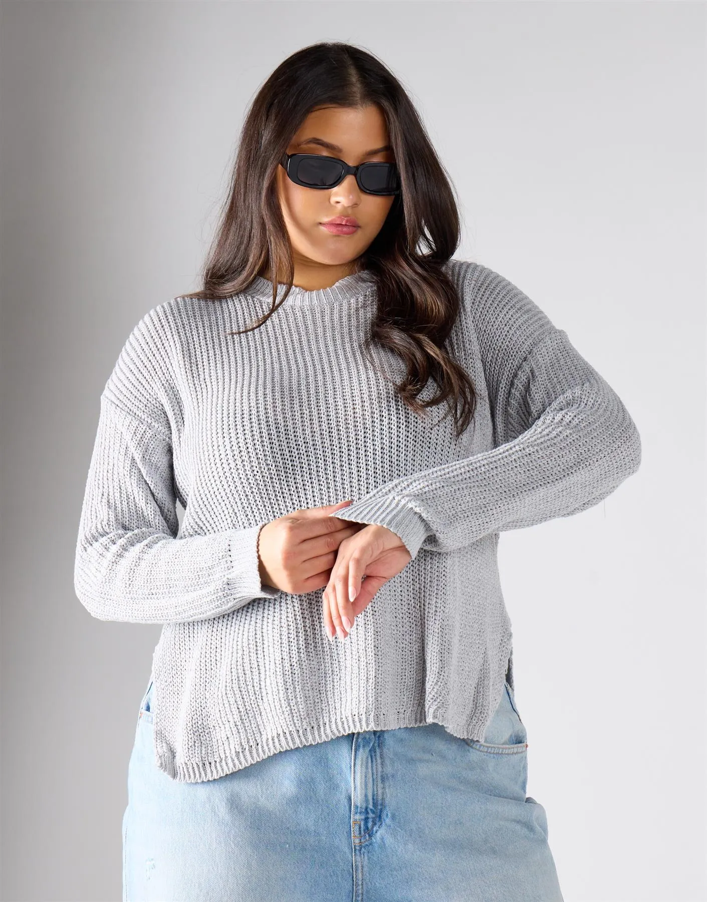 Glamorous Curve Grey Marl Knitwear Jumper sold by Glamorous product image thumbnail 2