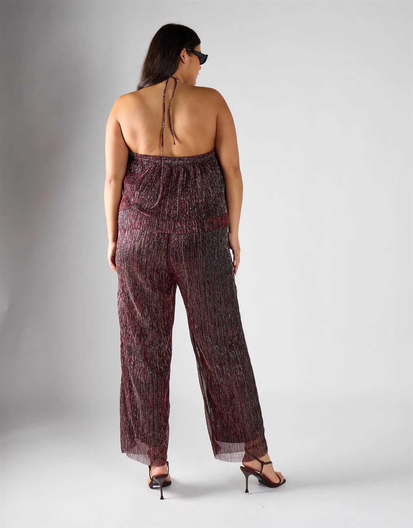 Glamorous Curve Metallic Red Strap Neck Jumpsuit sold by Glamorous product image thumbnail 4