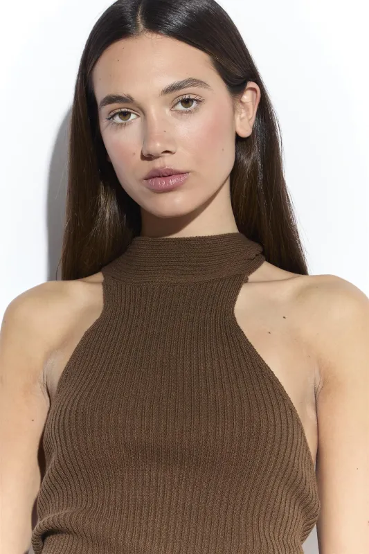 Sepia Knitted Halter Neck Bodysuit made by Glamorous