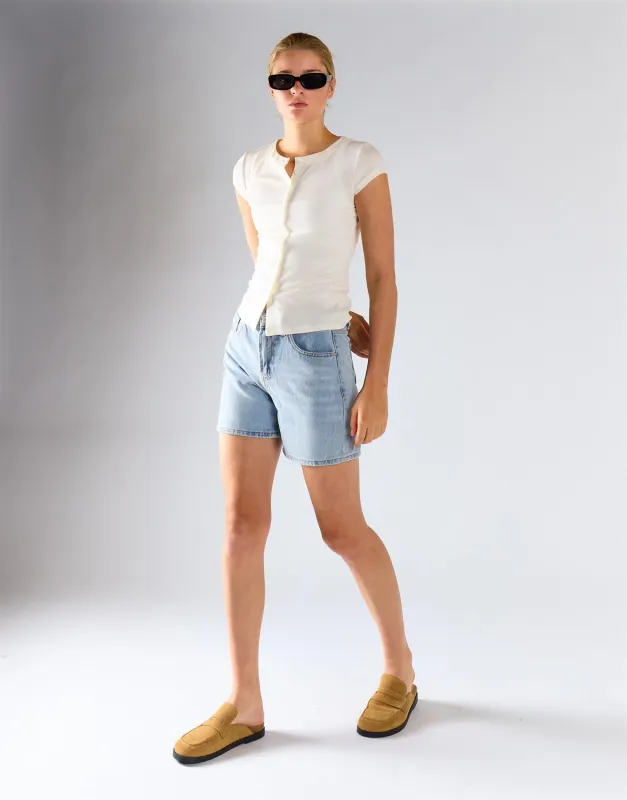 White Knitted Button Front Top sold by Glamorous