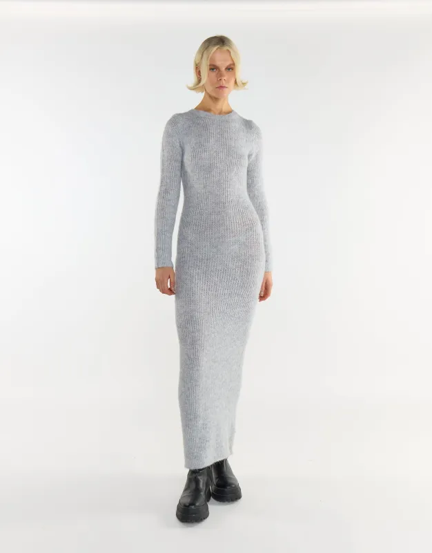 Grey-Marl Bodycon Knitted Maxi-Dress made by Glamorous