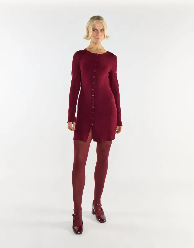 Burgundy Button-Front Long Sleeve Cardigan sold by Glamorous