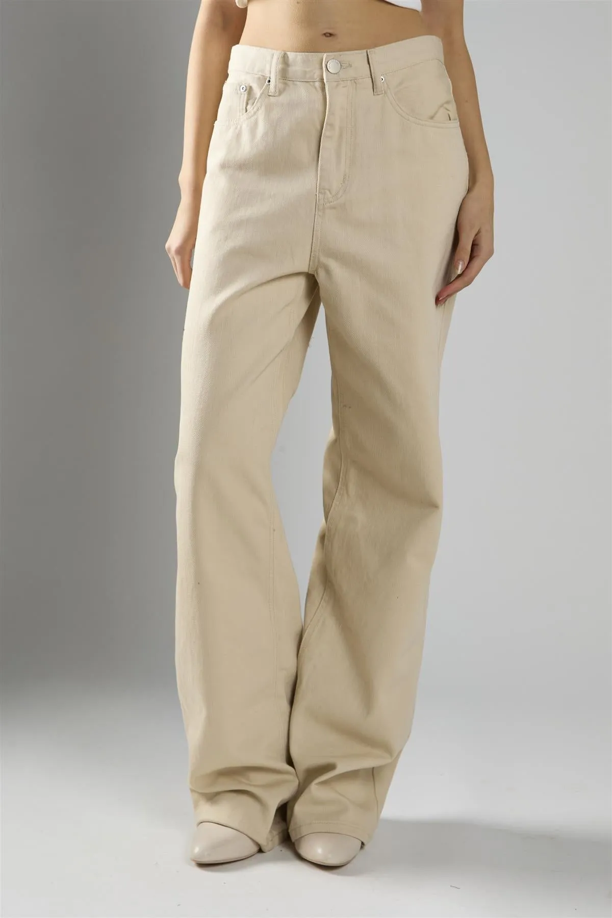 Ecru High-Waisted Straight-Leg Jeans sold by Glamorous product image thumbnail 3