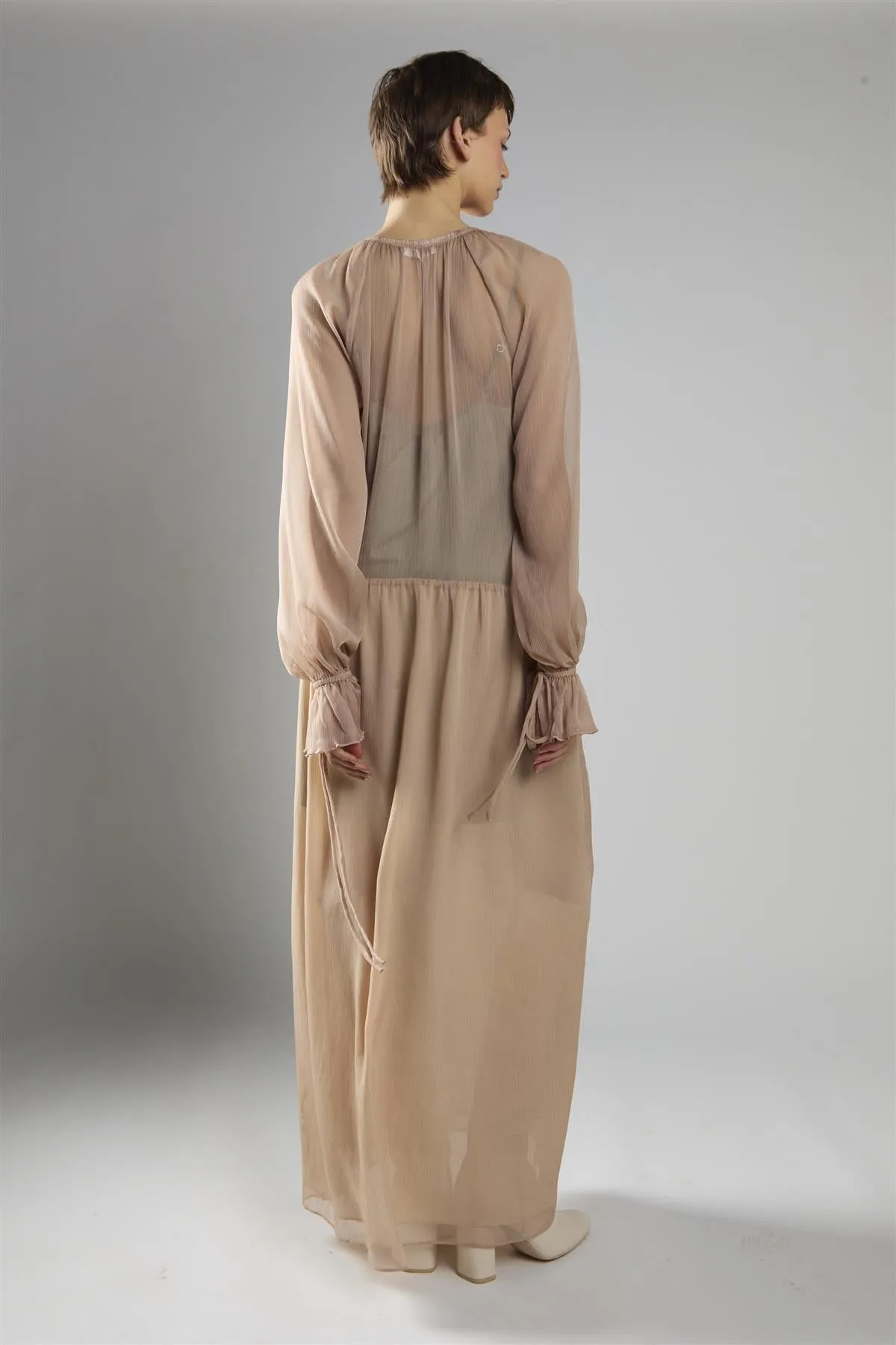 Nude Crinkle Long Sleeve Ruffle Maxi Dress sold by Glamorous product image thumbnail 2