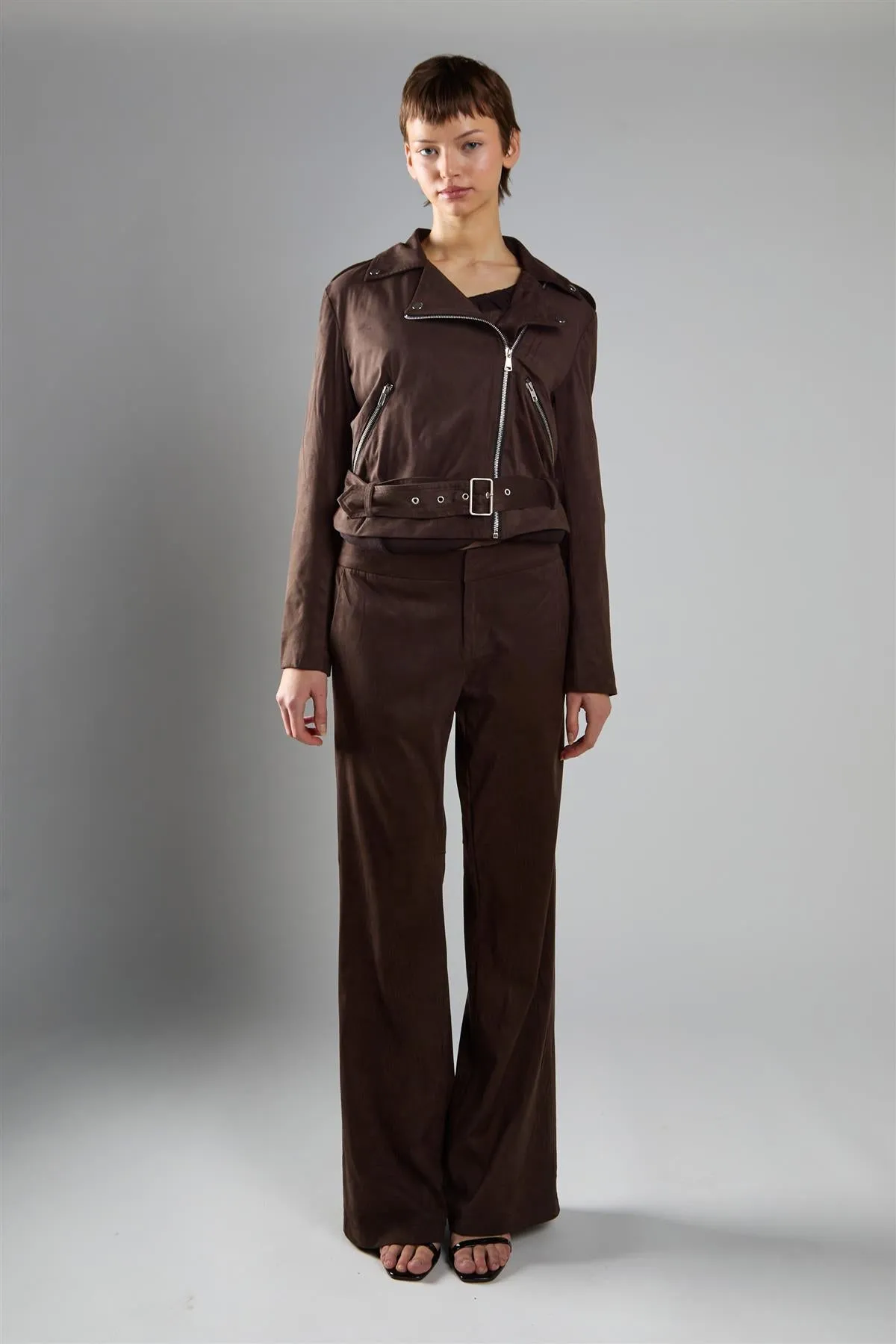 Brown Long Sleeve Biker Jacket sold by Glamorous product image thumbnail 5