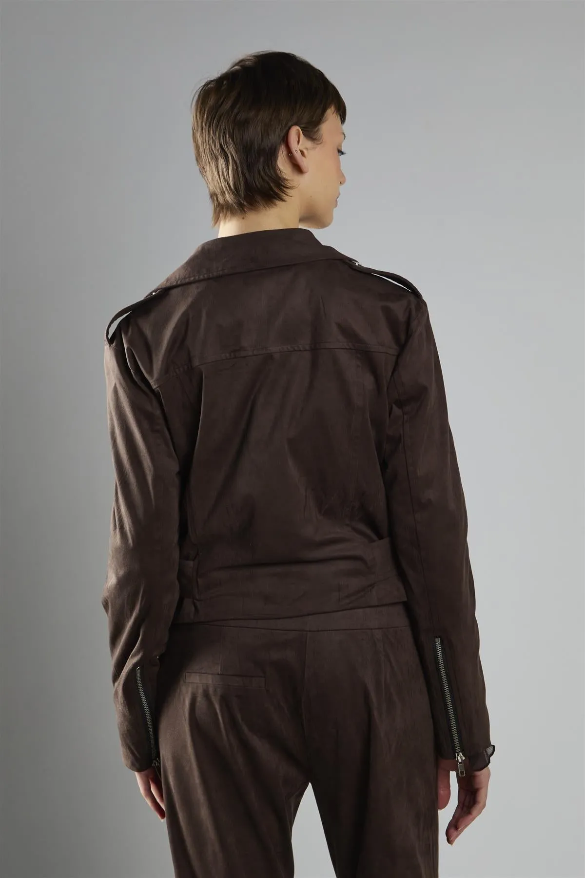 Brown Long Sleeve Biker Jacket sold by Glamorous product image thumbnail 2