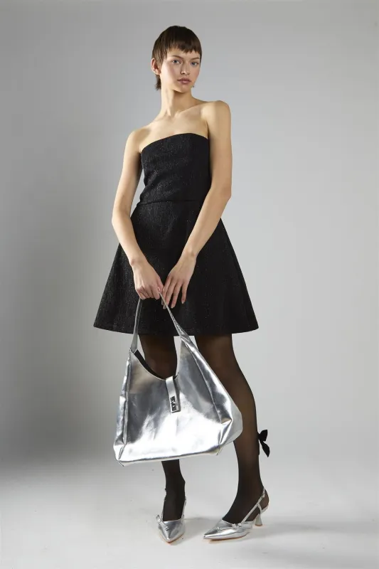 Black-Glitter A-Line Bandeau Mini-Dress made by Glamorous