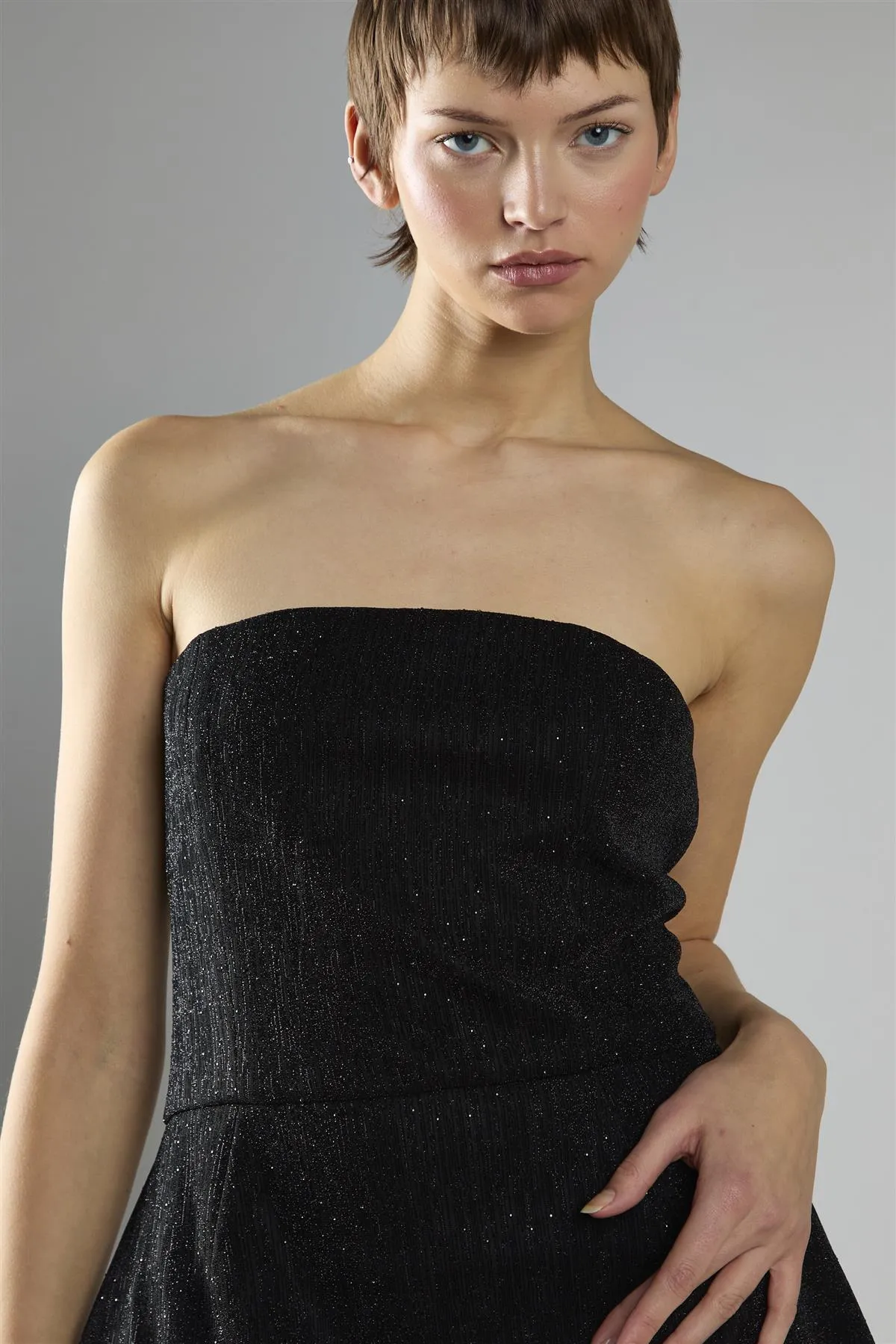 Black-Glitter A-Line Bandeau Mini-Dress sold by Glamorous product image thumbnail 4