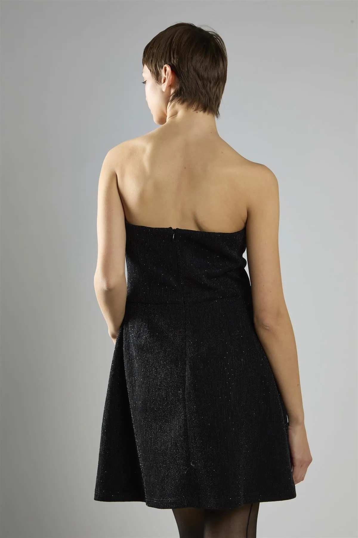Black-Glitter A-Line Bandeau Mini-Dress sold by Glamorous product image thumbnail 2