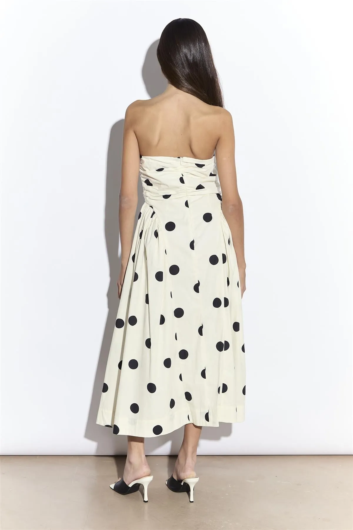 Cream Spot Bandeau Dropped Waist Midaxi Dress sold by Glamorous product image thumbnail 4
