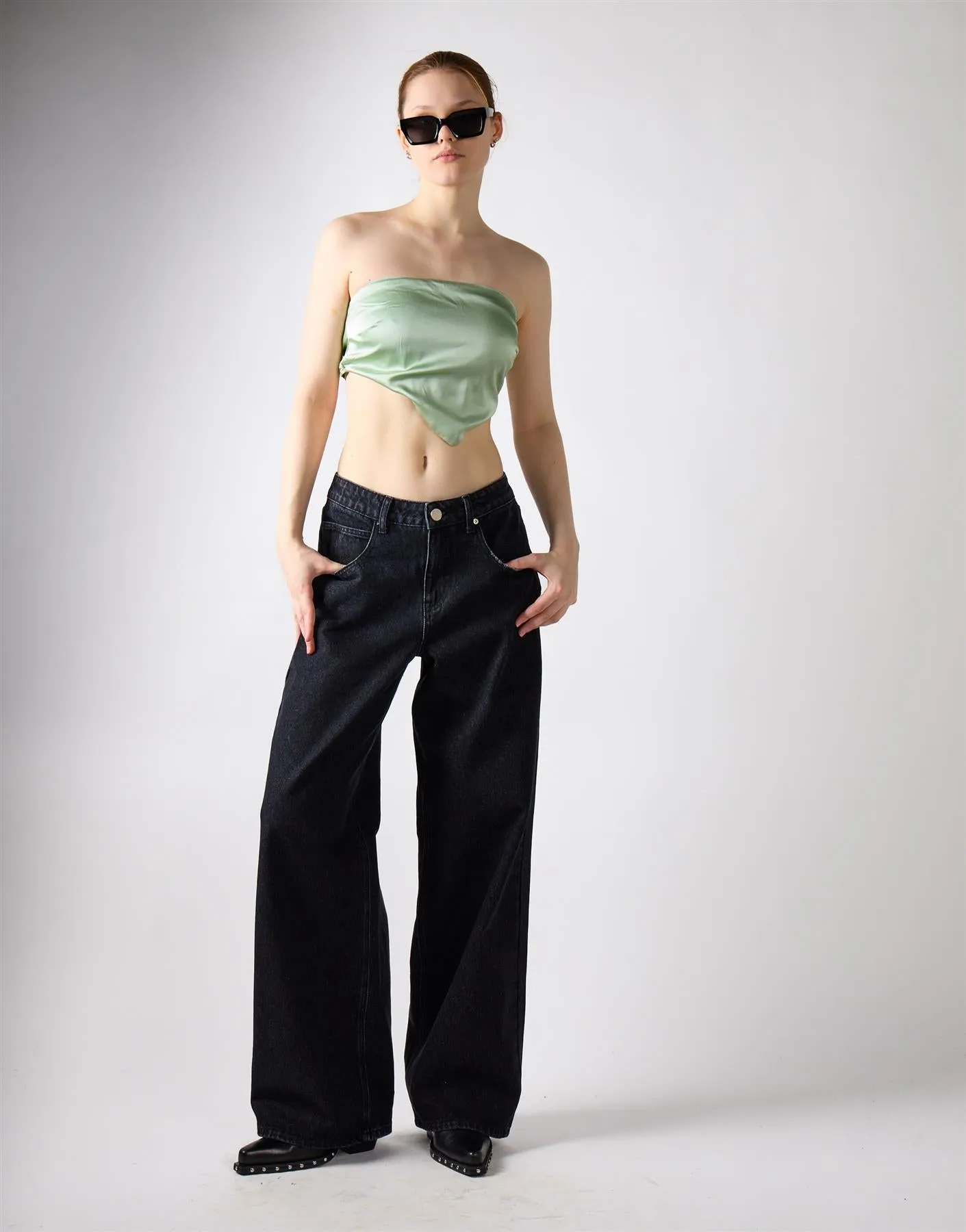 Sage Green Sateen Badana Strapless Top sold by Glamorous product image thumbnail 2