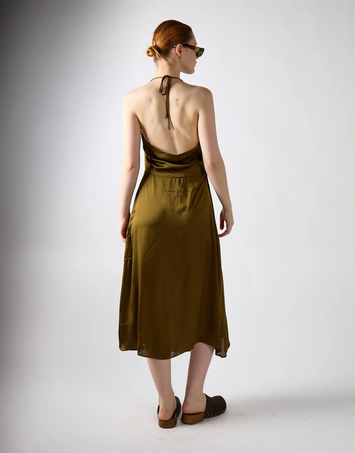 Khaki Satin Cowl Neck Midi Dress sold by Glamorous product image thumbnail 2