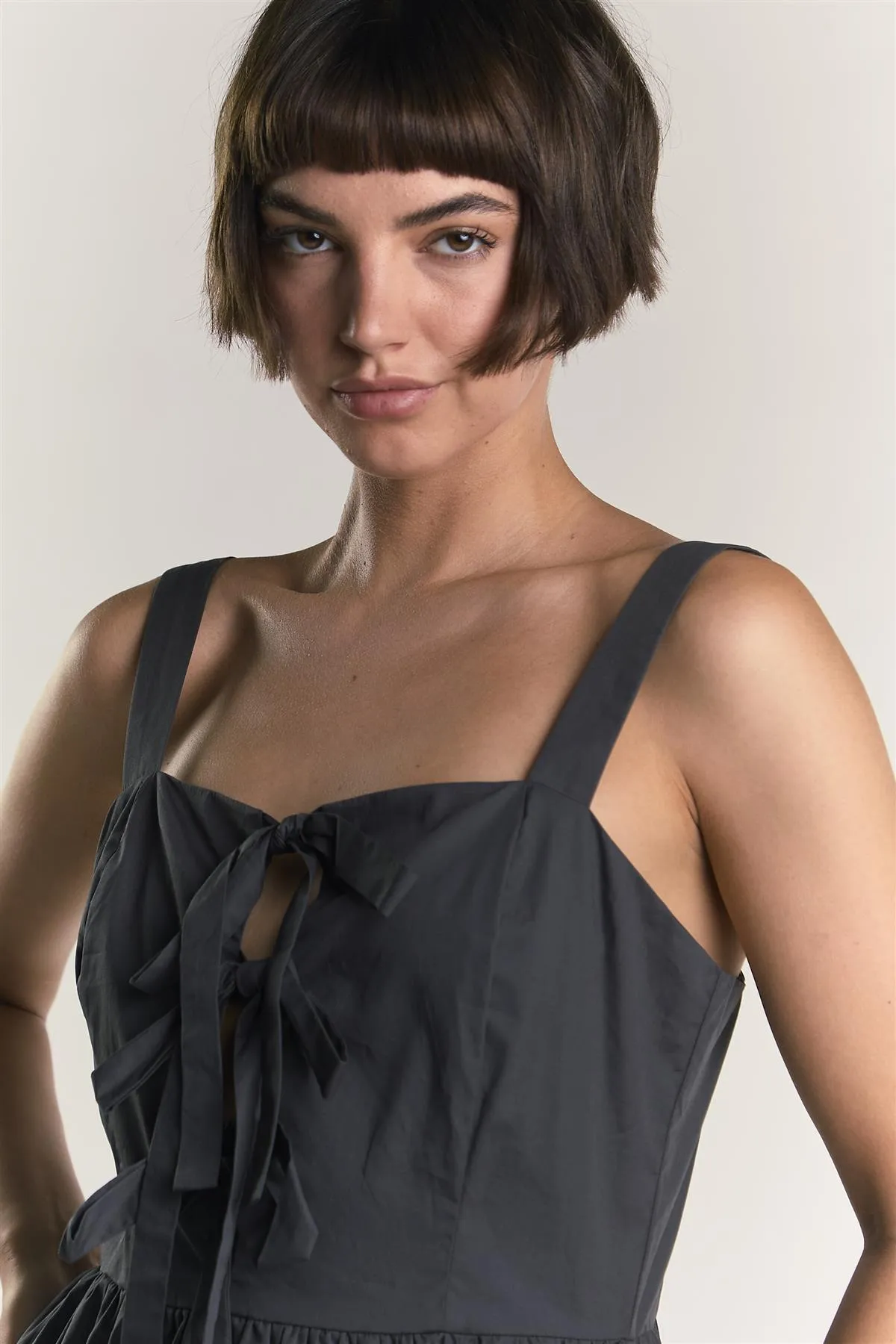 Dark Grey Bow Front Midaxi Dress sold by Glamorous product image thumbnail 2