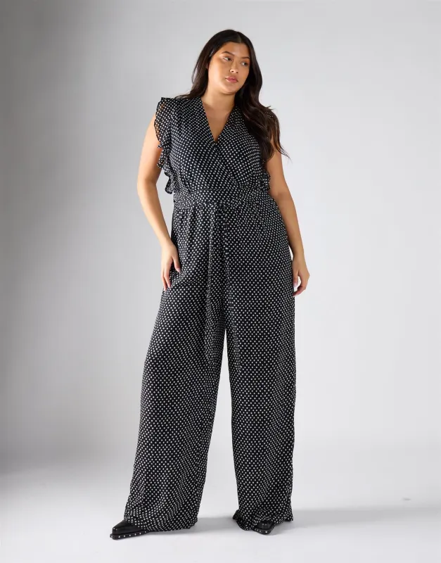 Glamorous Curve Black Blur Dot Jumpsuit made by Glamorous